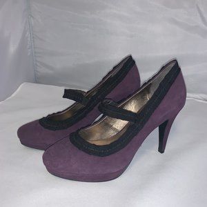 BODEN Purple Suede Mary Jane Heels